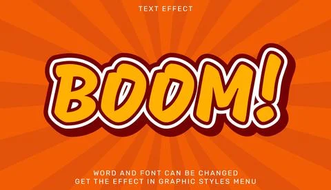 Boom text effect template in 3d design Illustration