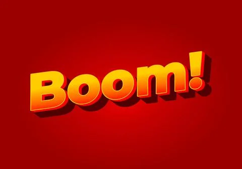 Boom. Text effect in yellow red color. Red background Stock Illustration