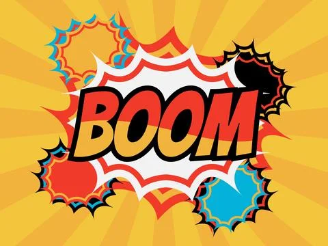 Boom Text Illustration Design with Comic Style イラスト素材
