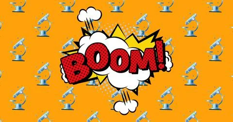 Boom text on speech bubble against orange background 스톡 일러스트