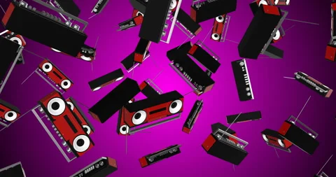 Boombox falling slow motion 3d animation Stockbeeldmateriaal 241643942