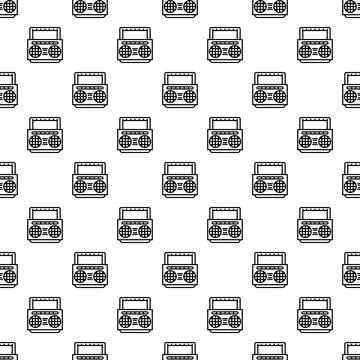 Boombox outline icon seamless pattern background Stock Illustration