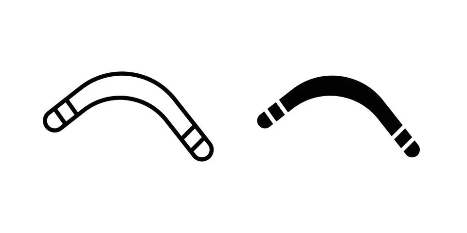 Boomerang icon vector template set in black Stock Illustration