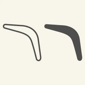 Boomerang line and solid icon. Flying boomerang silhouette outline style Stock Illustration