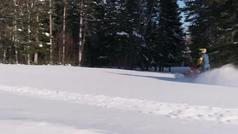 Boondocking Snowmobile Stock Footage 150831135