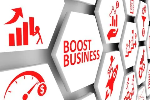 BOOST BUSINESS concept cell background 3d illustration Stock Illustration