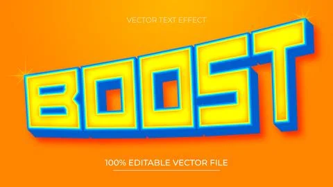 Boost Cartoon Games 3D Editable Text Effect with yellow and blue gradient イラスト素材
