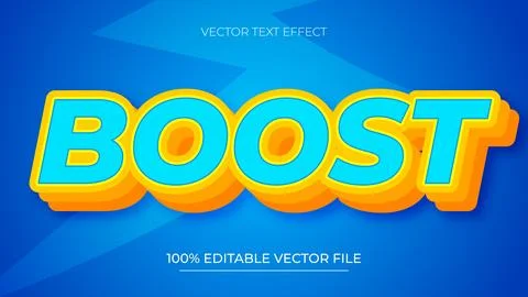 Boost colorful style 3d text effect editable with blue background Stock Illustration