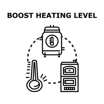 Boost heating level temperature energy concept Stock Illustration
