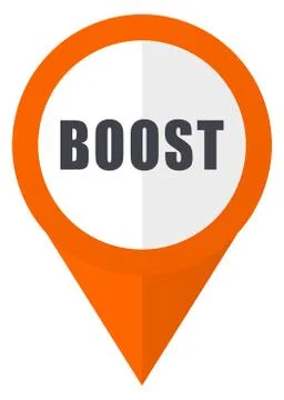 Boost orange pointer vector icon in eps 10 isolated on white background. Stock Illustration