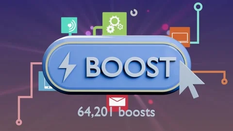 BOOST pill expanding blurring while cursor hovering and clicking, icons linking Stock Footage 339494802