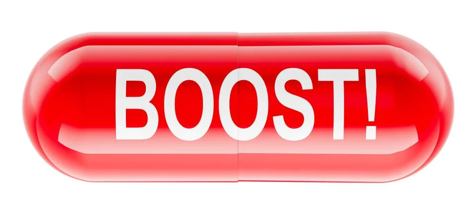 Boost, red capsule. 3D rendering Stock Illustration