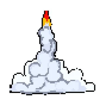 Boost rocket smoke trail pixel art vector illustration Stock Illustration
