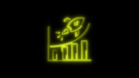 Boost Sales Outline Icon in HD Video Neon Animation  Marketing and Growth S 库存影片 304374697