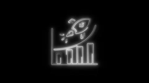 Boost Sales Outline Icon in HD Video Neon Animation  Marketing and Growth S 库存影片 304374701