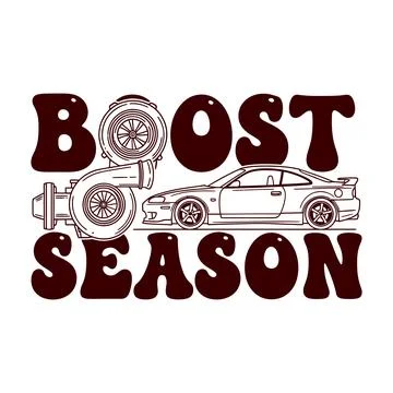 Boost season graphic design with car and turbocharger illustration tshirt design Stock Illustration