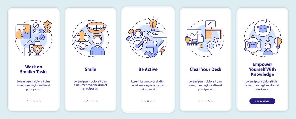 Boost self confidence at work onboarding mobile app screen Stock Illustration