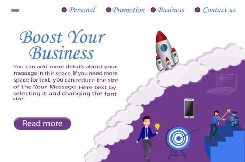 Boost your business landing page vector template. ,Can use for web banner Stock Illustration