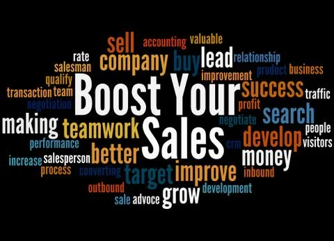Boost Your Sales, word cloud concept Illustrazione stock