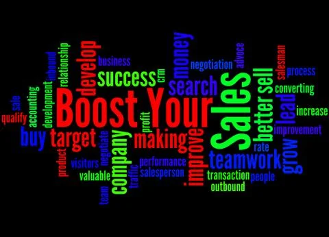 Boost Your Sales, word cloud concept Illustrazione stock