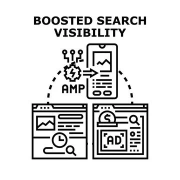 Boosted search visibility and digital marketing concept Stock Illustration