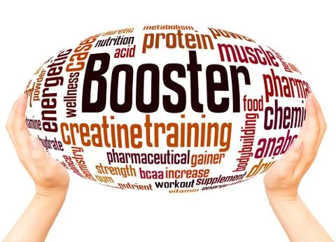 Booster word cloud hand sphere concept Foto stock