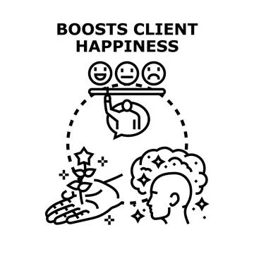 Boosting client happiness achieving customer satisfaction success Stock Illustration