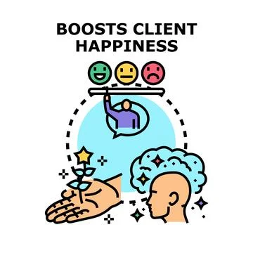 Boosting client happiness achieving customer satisfaction success Stock Illustration