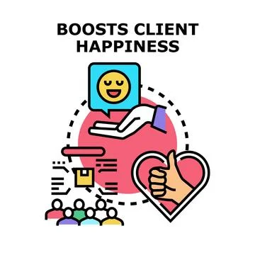 Boosting client happiness and customer satisfaction concept Stock Illustration