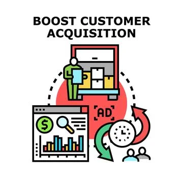 Boosting customer acquisition strategy and marketing success Stock Illustration