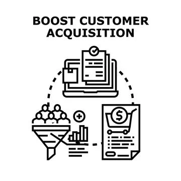Boosting customer acquisition through digital marketing funnel Stock Illustration