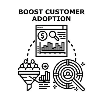 Boosting customer adoption through marketing strategy and analytics Stock Illustration