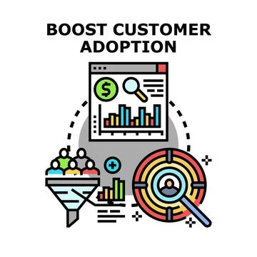 Boosting customer adoption through marketing strategy and analytics Stock Illustration
