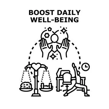 Boosting daily well being integrating mental and physical health Stock Illustration