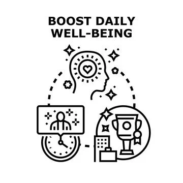 Boosting daily well being with work and success Stock Illustration