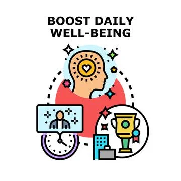 Boosting daily well being with work and success Stock Illustration