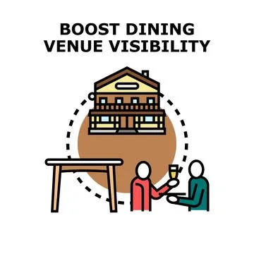 Boosting dining venue visibility and customer recognition concept Stock Illustration