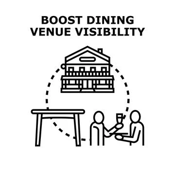 Boosting dining venue visibility and customer recognition concept Stock Illustration
