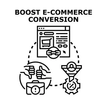 Boosting e commerce conversion funnel increasing sales profit Stock Illustration
