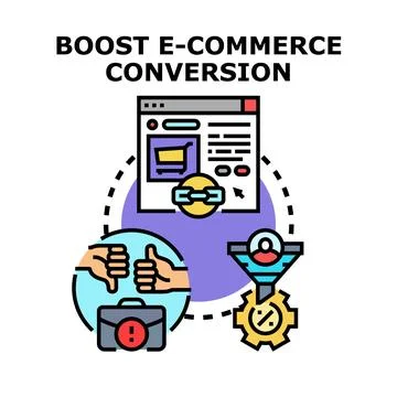 Boosting e commerce conversion funnel increasing sales profit Stock Illustration