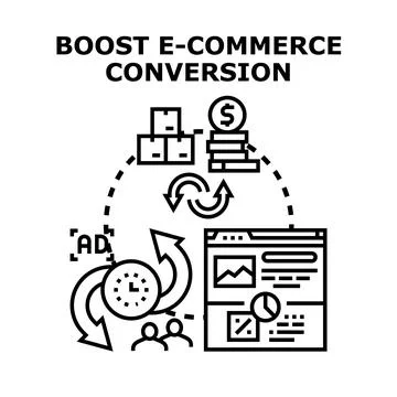 Boosting e commerce conversion generating sales revenue Stock Illustration