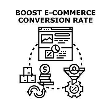 Boosting e commerce conversion rate through sales funnel optimization Stock Illustration
