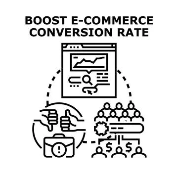 Boosting e commerce conversion rate business concept Stock Illustration