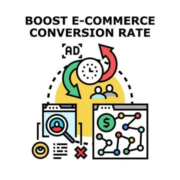 Boosting e commerce conversion rate vector concept Stock Illustration