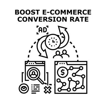 Boosting e commerce conversion rate vector concept Stock Illustration