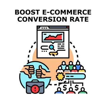 Boosting e commerce conversion rate business concept Stock Illustration