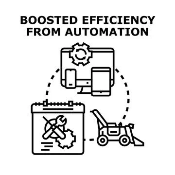 Boosting efficiency from automation through integrated technology processes Stock Illustration