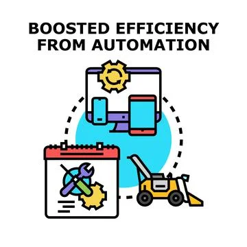 Boosting efficiency from automation through integrated technology processes Stock Illustration