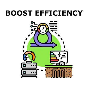 Boosting efficiency concept with data optimization and sustainable energy Illustrazione stock