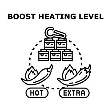 Boosting heating level with spicy chili peppers Stock Illustration